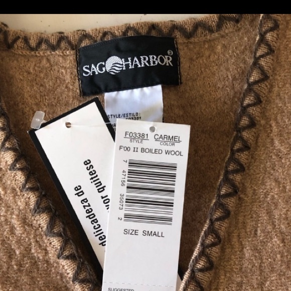 Wool Vest Vintage 90’Sag Harbor Boiled Wool Vest S - Picture 6 of 11